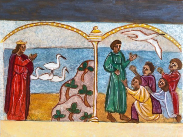 Children of Lir Icon of Saint Patrick by Christine Hales