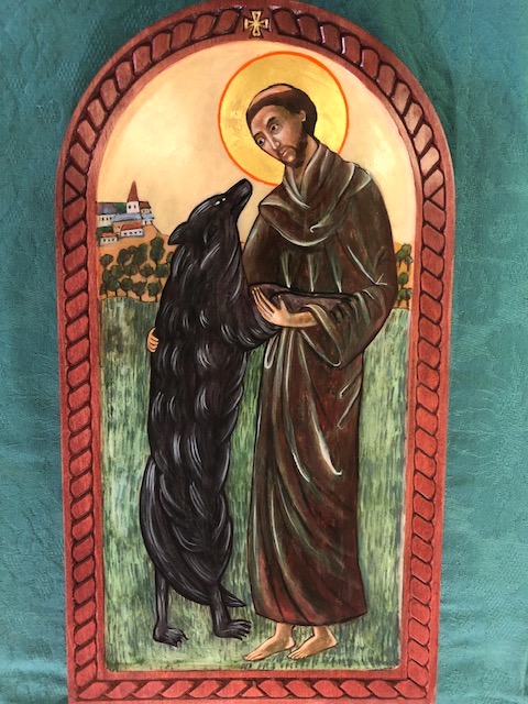Saint Francis and the Wolf of Lubbio, Icon by Christine Hales